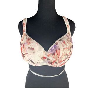 Cacique Balconette 40DD Womens Bra UW Light Padding Fun Floral